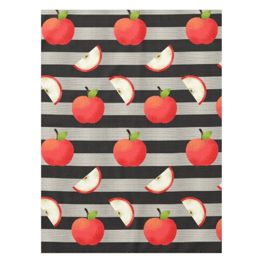 Apple Modern Black & White Stripes Tafelkleed (Voorkant)
