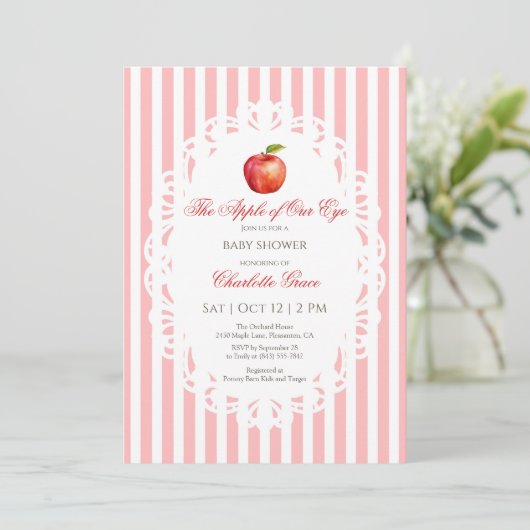 Apple of Our Eye Baby shower Invitation Bedankkaart (Staand voorkant)