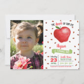 Apple of Our Eye First Birthday Invitation avec ph (Devant)