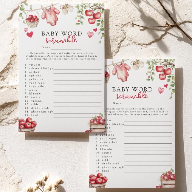 Apple of Our Eye 'Word Scramble' Baby shower spel (Creator heeft geüpload)