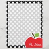 Apple on Black and White Polka Dots Briefhoofd Ontwerp (Voorkant)