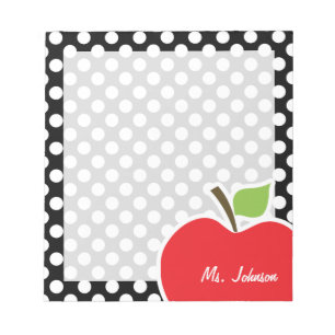 Apple on Black and White Polka Dots Notitieblok