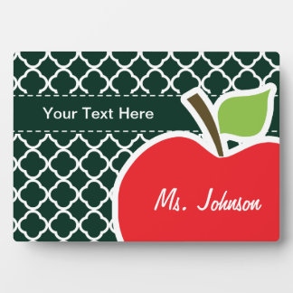 Apple on Dark Green Quatrefoil Fotoplaat