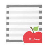 Apple on Dim Gray Horizontal Stripes Notitieblok (Voorkant)
