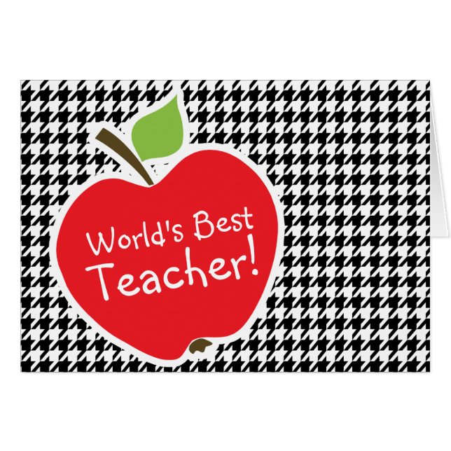 Apple op Black & White Houndstooth (Voorkant Horizontaal)