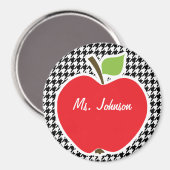 Apple op Black & White Houndstooth Magneet (Voorkant / Achterkant)