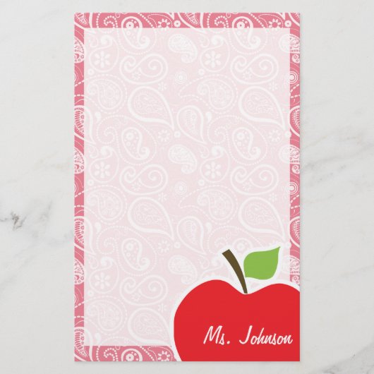Apple op Blush Pink Paisley Briefpapier (Voorkant)