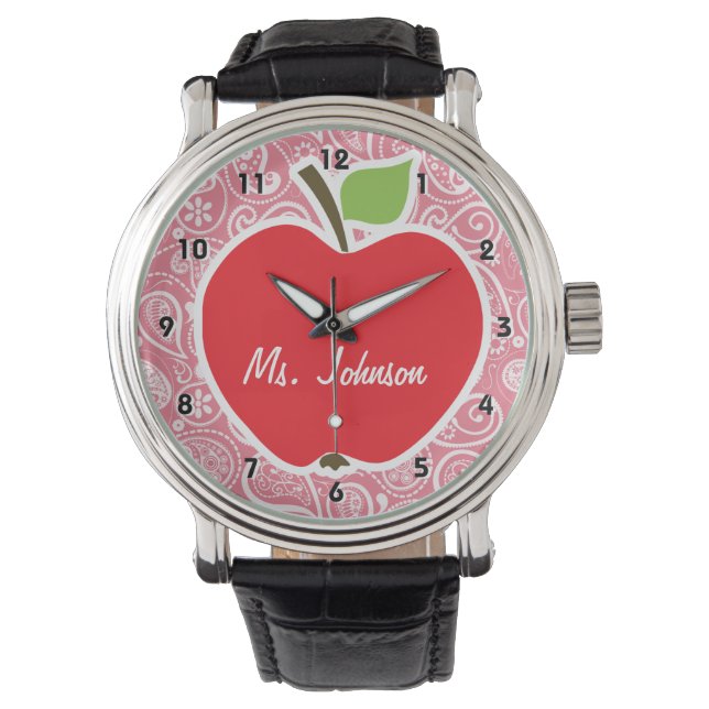Apple op Blush Pink Paisley Horloge (Voorkant)