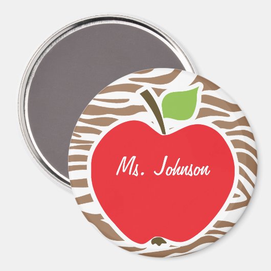 Apple op Chamoisee Zebra Animal Print Magneet (Voorkant / Achterkant)