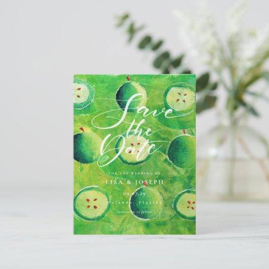 Apple Orchard Country Script Save the Date Briefkaart (Staand voorkant)