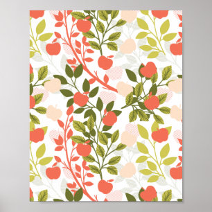 Apple Orchard Floral Garden Pattern Poster
