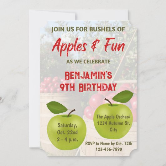 Apple Orchard Invitation d'anniversaire (Devant)