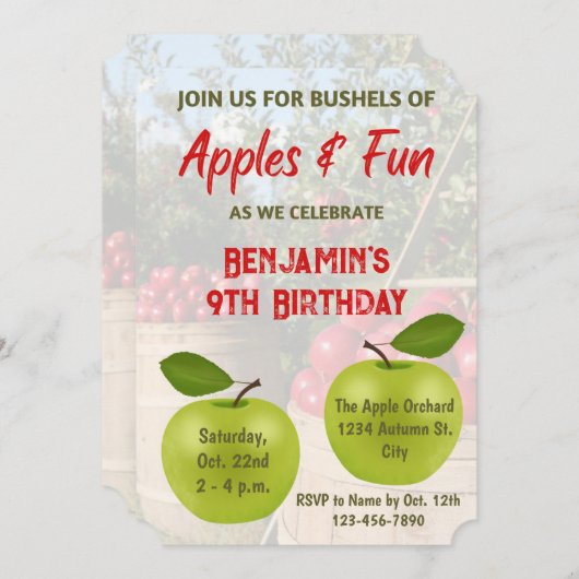 Apple Orchard Invitation d'anniversaire (Devant / Derrière)