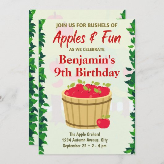Apple Orchard Invitation d'anniversaire (Devant / Derrière)