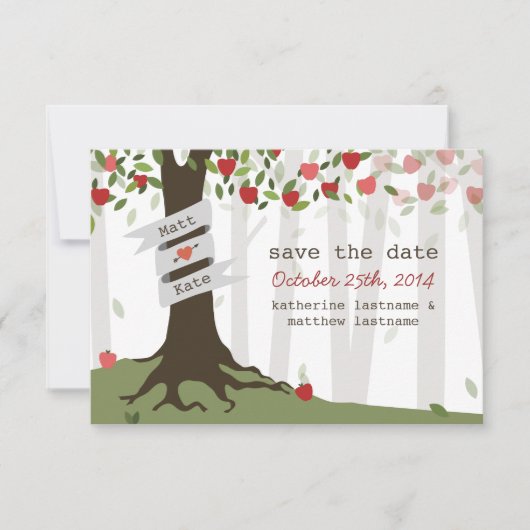 Apple Orchard Wedding Herfst herfst sparen de Datu Save The Date (Voorkant)