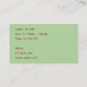 Apple Organic Fresh Red Apples Visitekaartje (Achterkant)