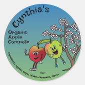 Apple Pals Funny Cartoon Sauce Butter Pie en meer Ronde Sticker (Voorkant)