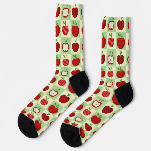 Apple Patroon Cute Onderwijs Cadeau Herfst Geruit Sokken