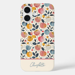 Apple-patroon met aangepaste naam iPhone 16 hoesje
