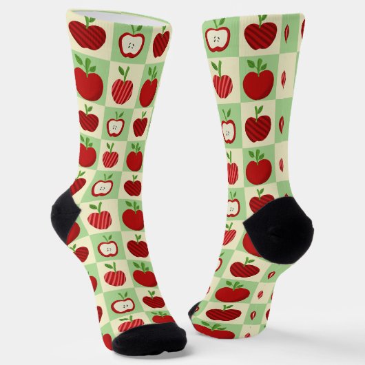 Apple Pattern Cute Teacher Gift Fall Check  Sokken (Gebogen)
