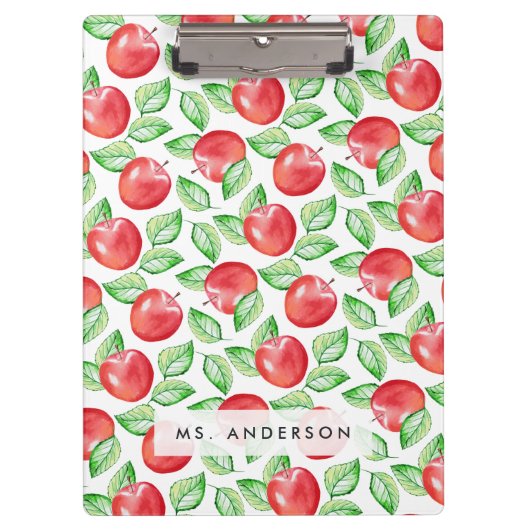 Apple Pattern Personalized Teacher Klembord (Voorkant)