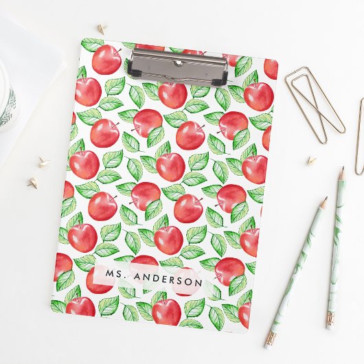 Apple Pattern Personalized Teacher Klembord