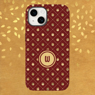 Apple Pattern van de Bourgogne en de gouden Diagon Case-Mate iPhone 14 Hoesje