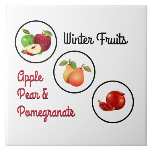 Apple-, peren- en Pomegranaatwerk Tegeltje (Voorkant)