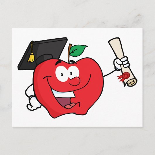 Apple-personage Afstuderen met diploma Aankondigingskaart (Voorkant)