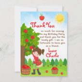 Apple Pick Brown Hair Girl Birthday Dank je wel Kaart (Voorkant)
