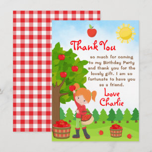 Apple Pick Red Hair Girl Birthday Bedankt Inv Kaart