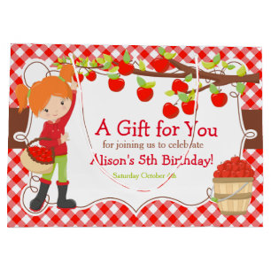 Apple Pick Red Hair Girl Birthday Party Groot Cadeauzakje