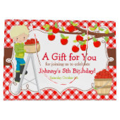 Apple Picking Blonde Boy Birthday Party Groot Cadeauzakje (Achterkant)
