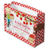 Apple Picking Blonde Boy Birthday Party Groot Cadeauzakje (Achterkant Gekanteld)