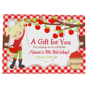 Apple Picking Blonde Girl Birthday Party Groot Cadeauzakje