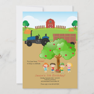 Apple Picking Boerderij Birthday Invitation Kaart