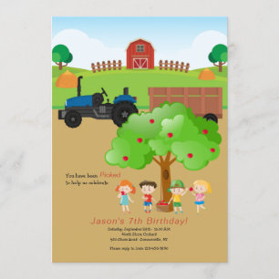 Apple Picking Boerderij Birthday Invitation Kaart