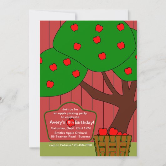 Apple Picking Fun Invitation Kaart (Voorkant)
