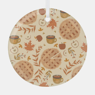 Apple Pie Autumn: graphics Glas Ornament