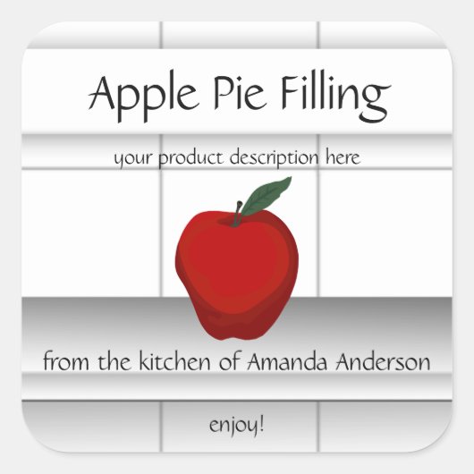 Apple Pie Filling Kitchen Tegel Sq Productlabel Vierkante Sticker (Voorkant)
