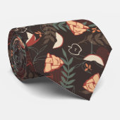 Apple Pie Floral Pattern Black Stropdas (Opgerold)