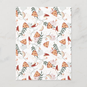 Apple Pie Floral Pattern White Briefkaart