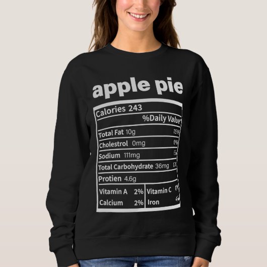 Apple Pie Nutrition Facts  Thanksgiving Christmas  Trui (Voorkant)