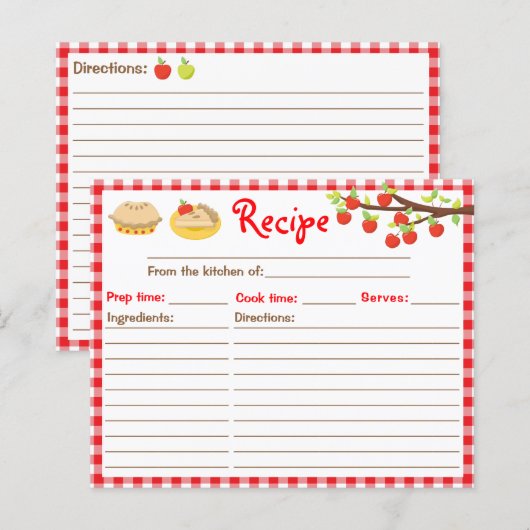 Apple Pie Recipe Red Gingham Recipe (Voorkant / Achterkant)