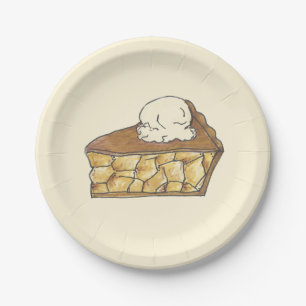 Apple Pie Slice Ice Cream a La Mode Dessert Piece Papieren Bordje