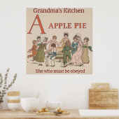 Apple Pie van Retro Childrens. bewerkbaar Poster (Keuken)