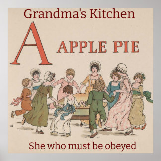 Apple Pie van Retro Childrens. bewerkbaar Poster