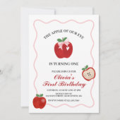 Apple Pink Bow preppy Coquette 1e verjaardag Kaart (Voorkant)