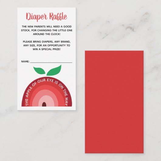 Apple Rainbow, Baby shower Diaper Raffle Enclosure Informatiekaartje (Voorkant / Achterkant)