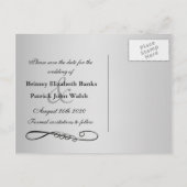 Apple Red & Black Damask Wedding Bewaar de datums Aankondigingskaart (Achterkant)